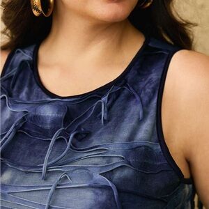 Micas Tie Dye Ripped Sleeveless Slit Tank Midi Dress